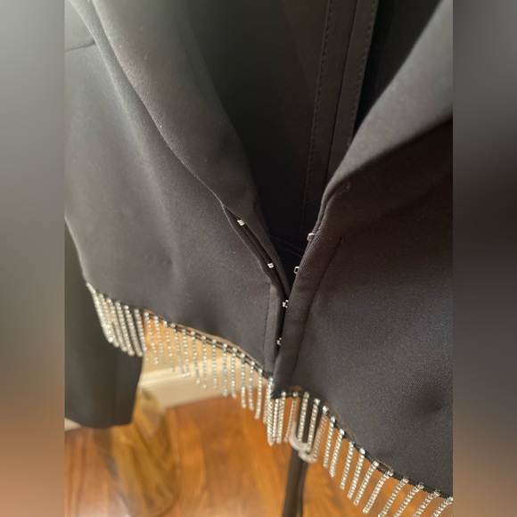 Zara Rhinestone Shiny Black Mini Blazer Jacket Top - Picture 7 of 11